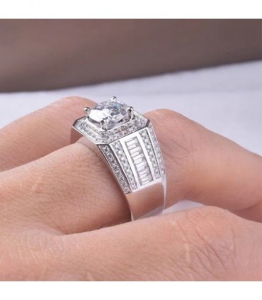 LESF-Anillo de Plata de Ley 925 con diamantes de moissanita para hombre, joyería de boda, Color Platino, 1 quilate