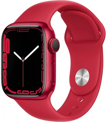 Apple Watch Series 7 (GPS + Cellular, caja de aluminio rojo de 41 mm) con correa deportiva roja