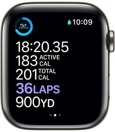 Apple Reloj Serie 6 (GPS + Celular, 44 mm) - Caja de Acero Inoxidable de Grafito con Correa Deportiva Negra