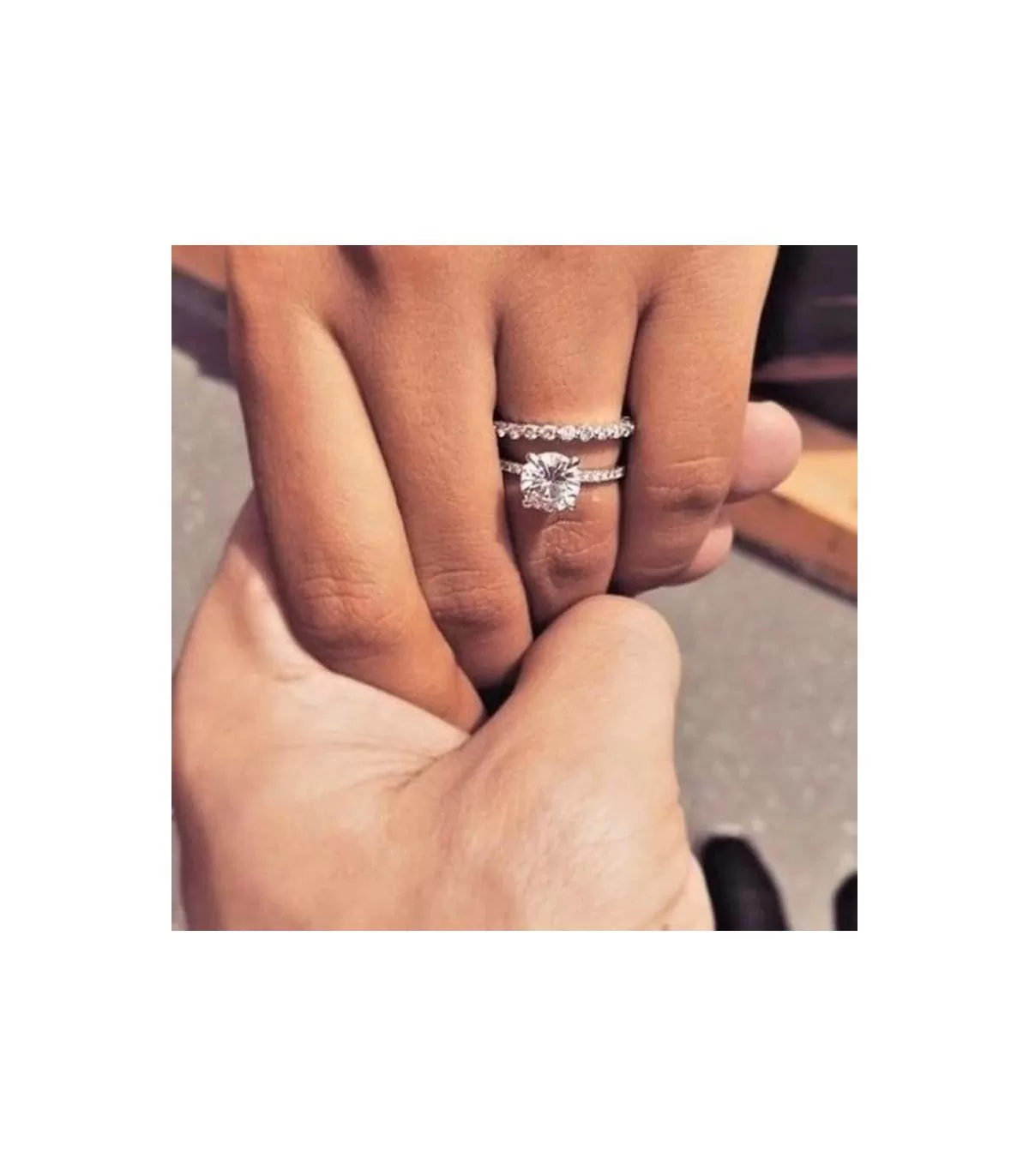 CC Couple anillos de compromiso de boda para mujer, conjuntos de anillo de  Circonia cúbica, joyería, accesorios de moda, Bague C Tamaño del anillo 6
