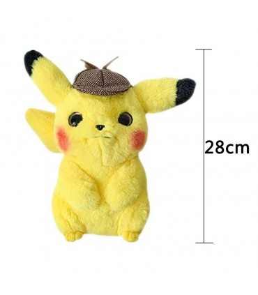 28CM Detective Pikachu de felpa de juguete muñecas película Pokémon Anime de peluche de dibujos animados Kawaii Pokemon Animal m