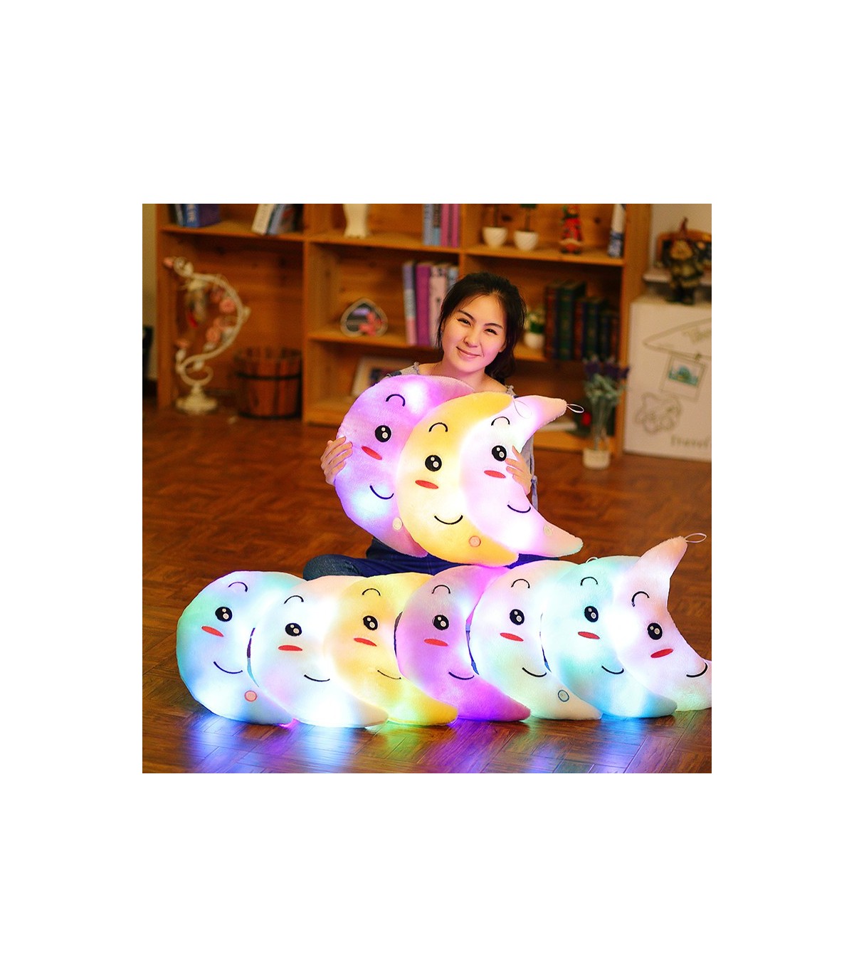 Juguete de peluche con iluminación LED de 34cm para niños, cojín de estrellas creativo de peluche con iluminación LED para niños