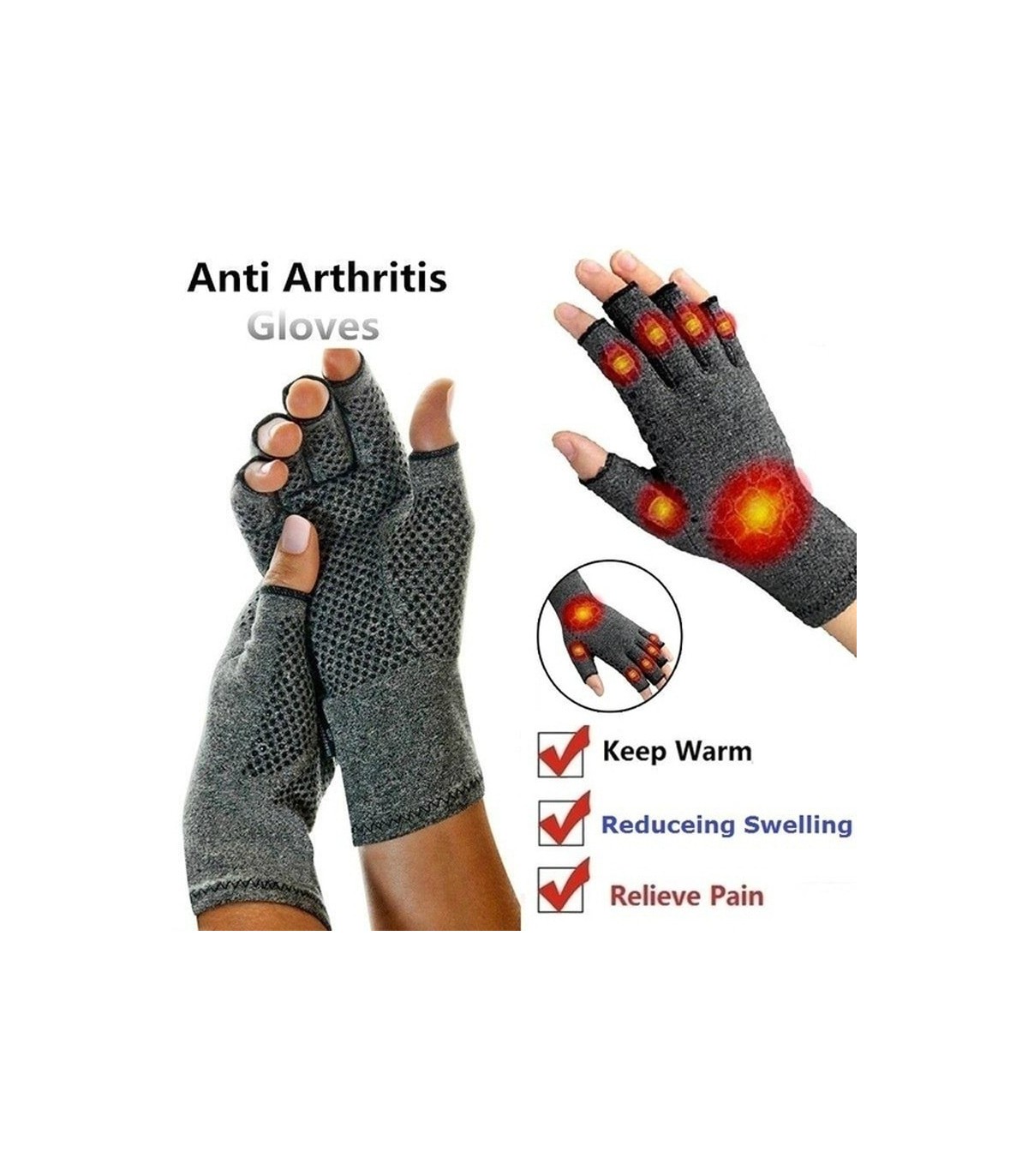 Guantes de compresión para artritis del pulgar, guantes de compresión  cómodos de ganchillo sin dedos, para aliviar el dolor de la artritis del  túnel