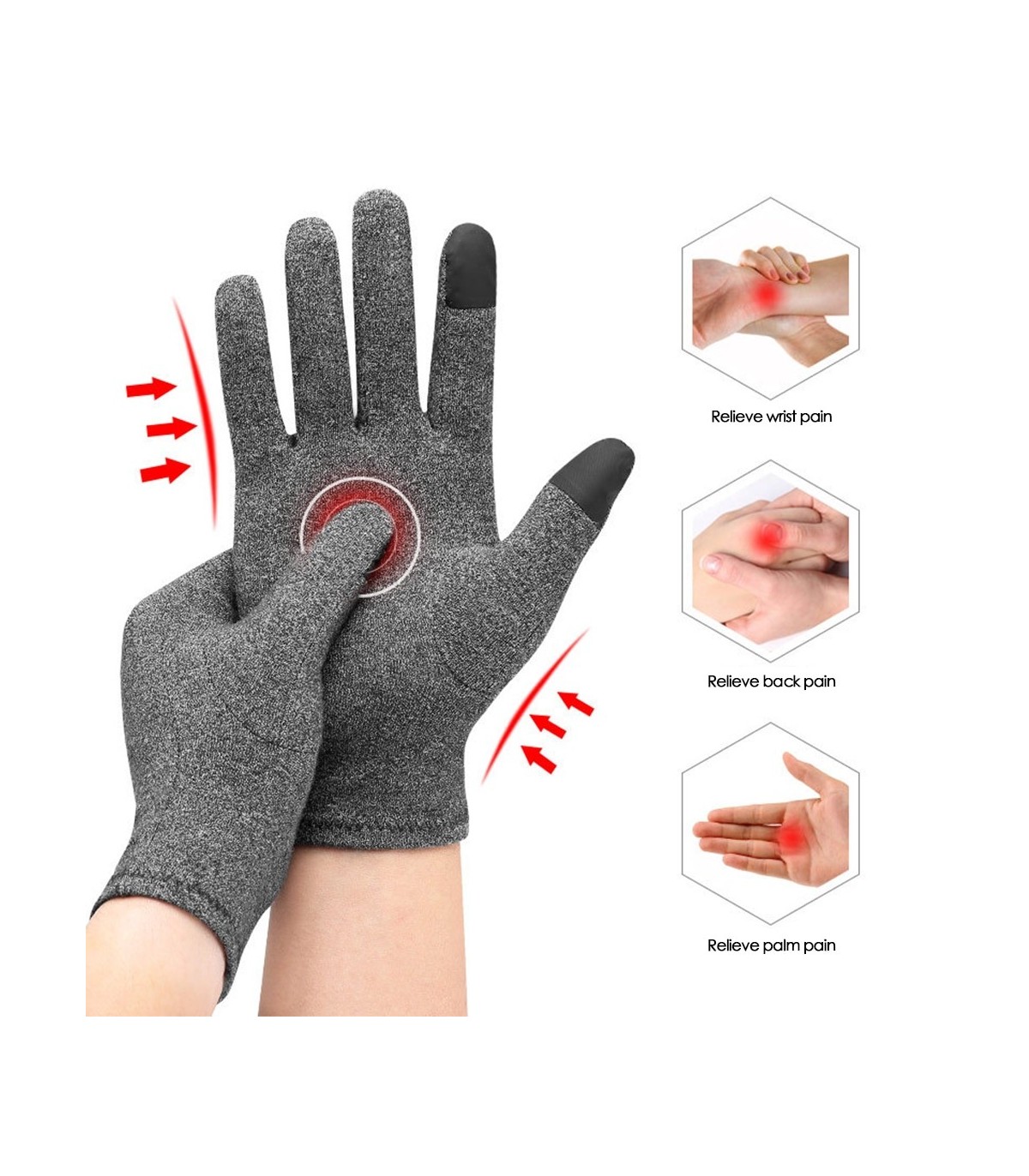 Guantes de artritis para mujer, guantes de compresión magnéticos  reumatoides, alivio del dolor de articulación artrítica, guante Size M  Color style 2-G