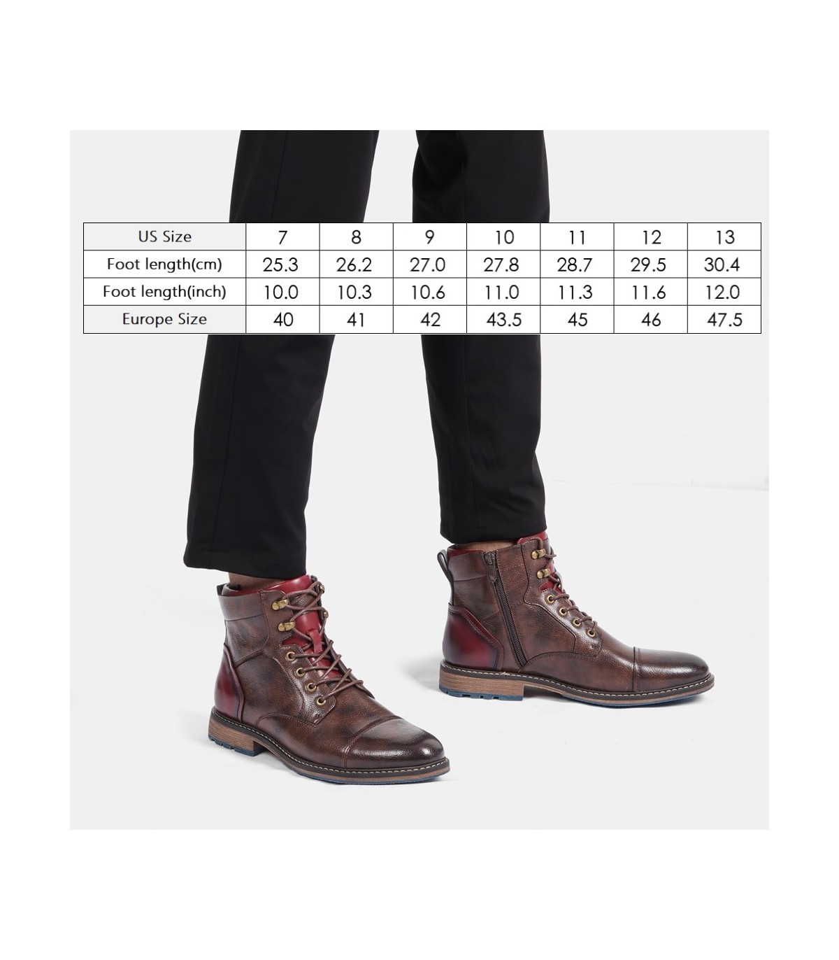 Botas de americano para hombre, botines cómodos de cuero, a la moda, AL603C4|Botas básicas| - AliExpress Tamaño del zapato 10 Color Brown