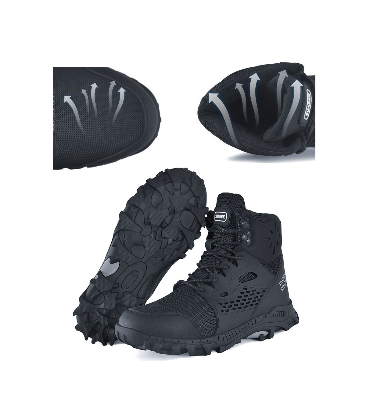 SUADEX botas de seguridad S1 para hombre y mujer, de trabajo con punta de antigolpes, resistentes al agua, talla E Tamaño del zapato 37 Color 2325 Black
