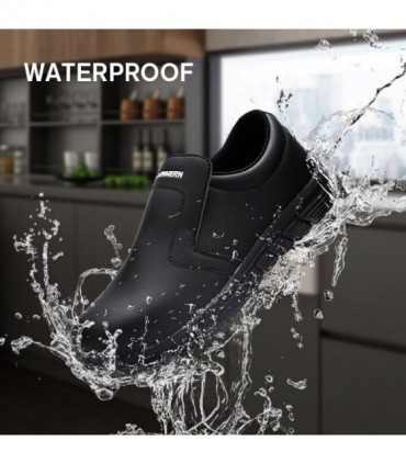 Larnmern-zapatos de Chef resistentes al agua para hombre, calzado de trabajo antideslizante, de seguridad, a prueba de aceite, p
