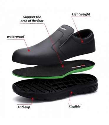 Larnmern-zapatos de Chef resistentes al agua para hombre, calzado de trabajo antideslizante, de seguridad, a prueba de aceite, p