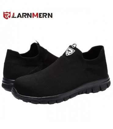 LARNMERM-zapatos de seguridad para hombre y mujer, calzado de trabajo con punta de acero, ligero y transpirable, protección para