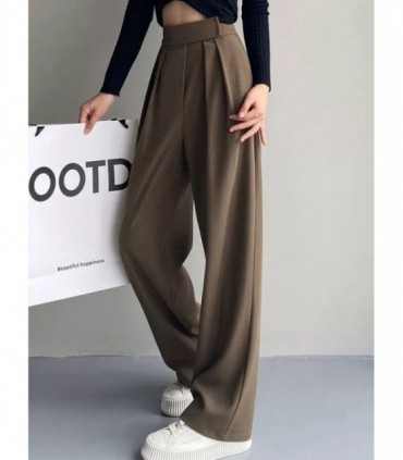 Pantalones informales de cintura alta para mujer, calzas elegantes